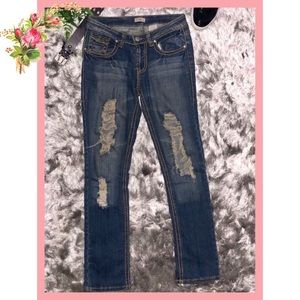 🌸 JCJQ Ripped Dark Blue Jeans